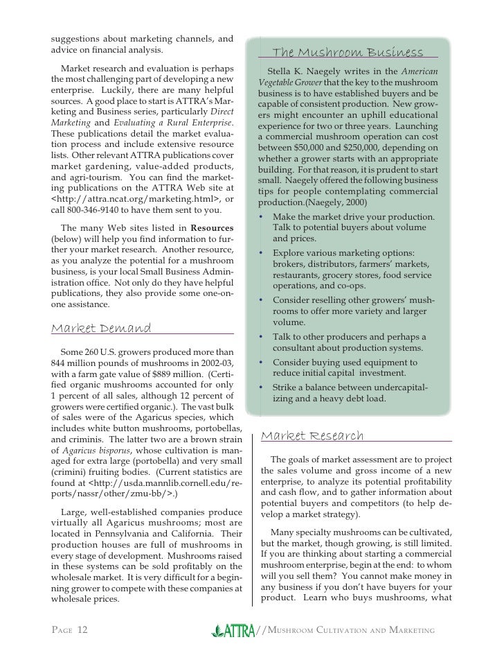 Mushroom cultivation and marketing